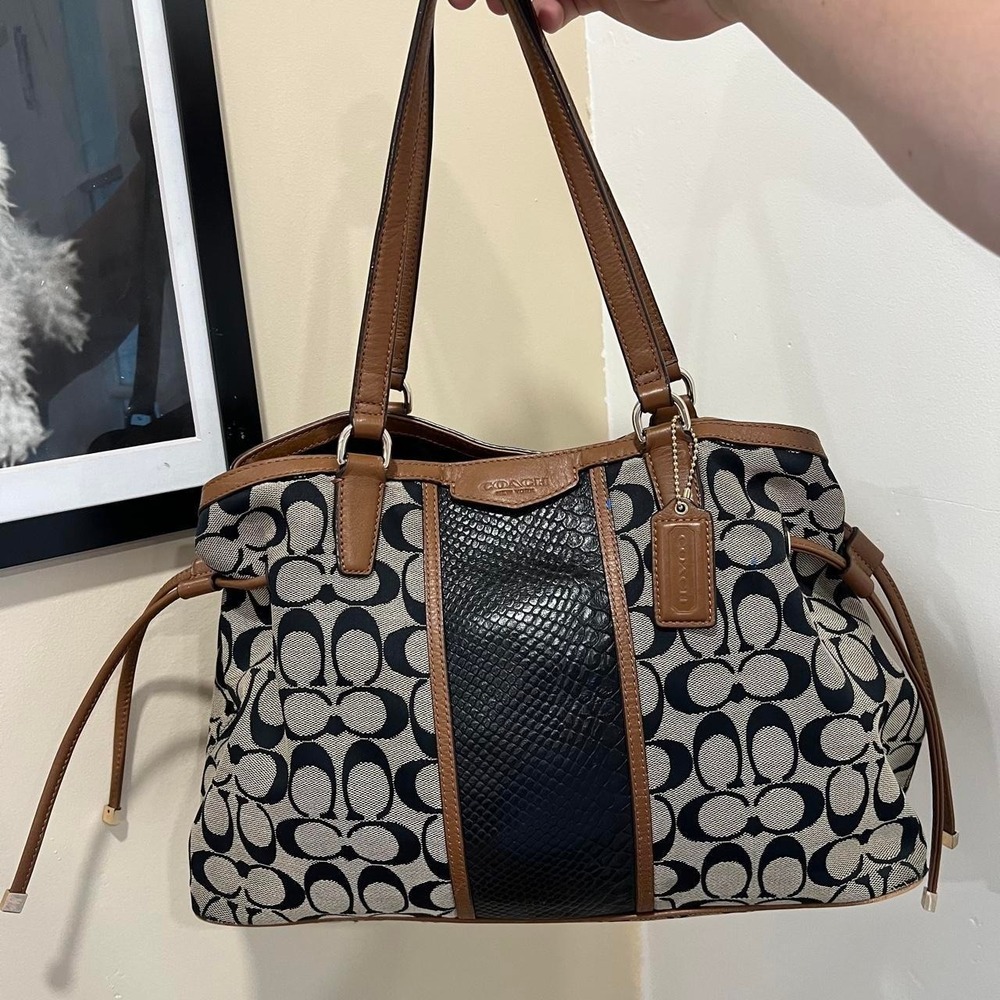Y2K 2000s Coach Signature Cs Monogram Snakeskin Stripe Shoulder bag / Handbag